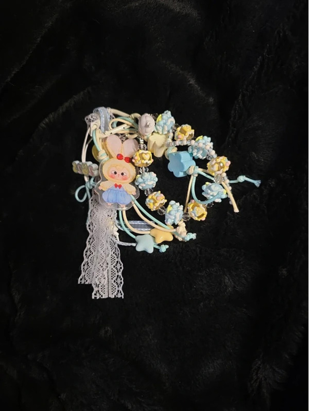 Baby Three Keyring Baby Blue & Yellow